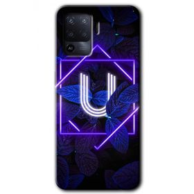 Oppo Reno 5 Lite Dark Neon Yaprak Ü Harfi Baskılı Uyumlu Silikon Kılıf
