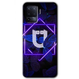 Oppo Reno 5 Lite Dark Neon Yaprak Ü Harfi Baskılı Uyumlu Silikon Kılıf