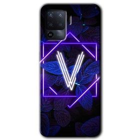 Oppo Reno 5 Lite Dark Neon Yaprak V Harfi Baskılı Uyumlu Silikon Kılıf