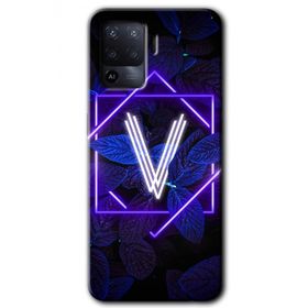 Oppo Reno 5 Lite Dark Neon Yaprak V Harfi Baskılı Uyumlu Silikon Kılıf