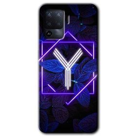 Oppo Reno 5 Lite Dark Neon Yaprak Y Harfi Baskılı Uyumlu Silikon Kılıf