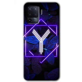 Oppo Reno 5 Lite Dark Neon Yaprak Y Harfi Baskılı Uyumlu Silikon Kılıf