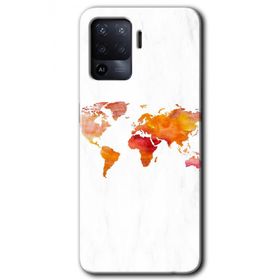 Oppo Reno 5 Lite Dünya Haritası Baskılı Uyumlu Silikon Kılıf