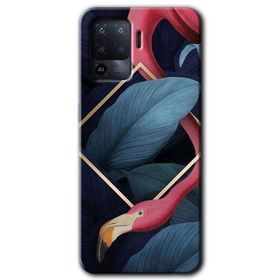 Oppo Reno 5 Lite Flamingo Yaprak Baskılı Uyumlu Silikon Kılıf