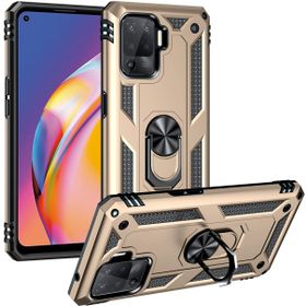 Oppo Reno 5 Lite Gold Kılıf Zırhlı Standlı Mıknatıslı Tank Kapak