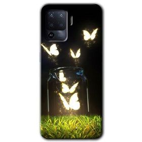 Oppo Reno 5 Lite Işıklı Kelebekler Baskılı Uyumlu Silikon Kılıf