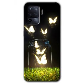 Oppo Reno 5 Lite Işıklı Kelebekler Baskılı Uyumlu Silikon Kılıf