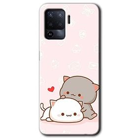 Oppo Reno 5 Lite Kedi Aşkı Baskılı Uyumlu Silikon Kılıf