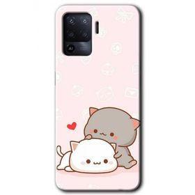 Oppo Reno 5 Lite Kedi Aşkı Baskılı Uyumlu Silikon Kılıf