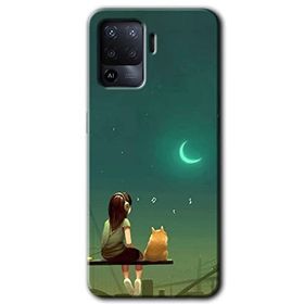 Oppo Reno 5 Lite Kedili Kız Baskılı Uyumlu Silikon Kılıf