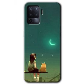 Oppo Reno 5 Lite Kedili Kız Baskılı Uyumlu Silikon Kılıf