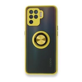 Oppo Reno 5 Lite Montreal Yüzüklü Silikon Kapak Sarı Kılıf