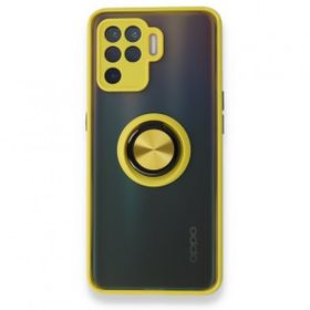 Oppo Reno 5 Lite Montreal Yüzüklü Silikon Kapak Sarı Kılıf