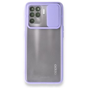Oppo Reno 5 Lite Palm Buzlu Kamera Sürgülü Silikon Lila Kılıf