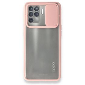 Oppo Reno 5 Lite Palm Buzlu Kamera Sürgülü Silikon Pembe Kılıf