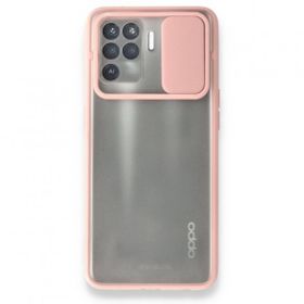 Oppo Reno 5 Lite Palm Buzlu Kamera Sürgülü Silikon Pembe Kılıf