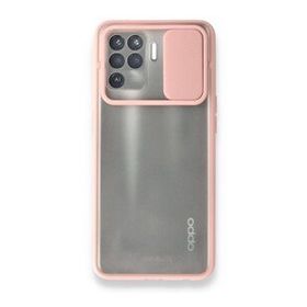 Oppo Reno 5 Lite Palm Buzlu Kamera Sürgülü Silikon Pembe Kılıf