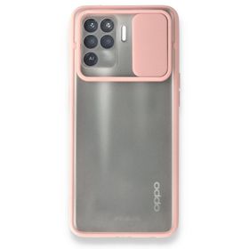 Oppo Reno 5 Lite Palm Buzlu Kamera Sürgülü Silikon Pembe Kılıf