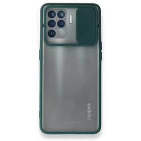 Oppo Reno 5 Lite Palm Buzlu Kamera Sürgülü Silikon Yeşil Kılıf