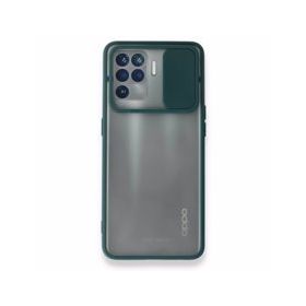 Oppo Reno 5 Lite Palm Buzlu Kamera Sürgülü Silikon Yeşil Kılıf