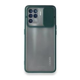 Oppo Reno 5 Lite Palm Buzlu Kamera Sürgülü Silikon Yeşil Kılıf
