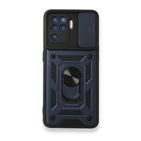 Oppo Reno 5 Lite Pars Lens Yüzüklü Silikon Lacivert Kılıf
