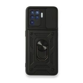Oppo Reno 5 Lite Pars Lens Yüzüklü Silikon Siyah Kılıf