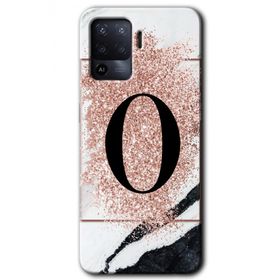 Oppo Reno 5 Lite Pembe Mermer Desenli Ö Harfi Baskılı Uyumlu Silikon Kılıf