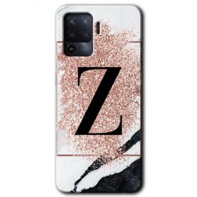 Oppo Reno 5 Lite Pembe Mermer Desenli Z Harfi Baskılı Uyumlu Silikon Kılıf