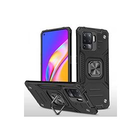 Oppo Reno 5 Lite Siyah Kılıf Zırhlı Standlı Mıknatıslı Tank Kapak