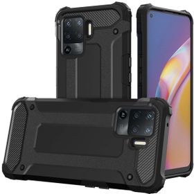Oppo Reno 5 Lite Siyah Kılıf Zırhlı Standlı Mıknatıslı Tank Kapak