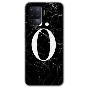 Oppo Reno 5 Lite Siyah Mermer Desenli Ö Harfi Baskılı Uyumlu Silikon Kılıf