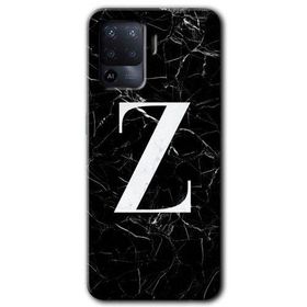 Oppo Reno 5 Lite Siyah Mermer Desenli Z Harfi Baskılı Uyumlu Silikon Kılıf