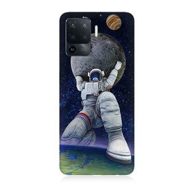 Oppo Reno 5 Lite Uyumlu Astronot Baskılı Silikon Kılıf