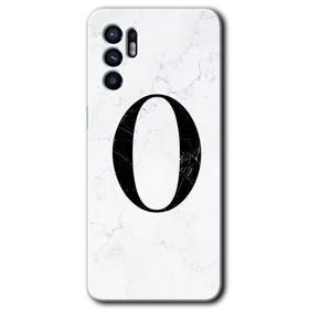 Oppo Reno 6 Beyaz Mermer Desenli O Harfi Baskılı Uyumlu Silikon Kılıf
