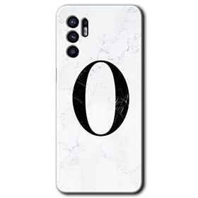 Oppo Reno 6 Beyaz Mermer Desenli O Harfi Baskılı Uyumlu Silikon Kılıf