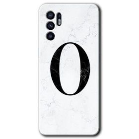 Oppo Reno 6 Beyaz Mermer Desenli O Harfi Baskılı Uyumlu Silikon Kılıf