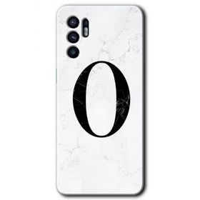 Oppo Reno 6 Beyaz Mermer Desenli O Harfi Baskılı Uyumlu Silikon Kılıf
