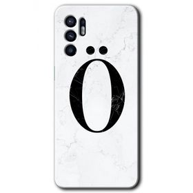 Oppo Reno 6 Beyaz Mermer Desenli O Harfi Baskılı Uyumlu Silikon Kılıf