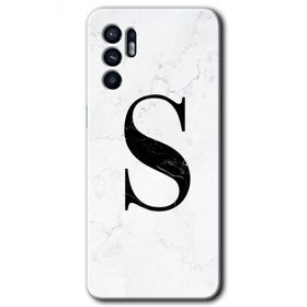 Oppo Reno 6 Beyaz Mermer Desenli S Harfi Baskılı Uyumlu Silikon Kılıf