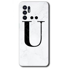 Oppo Reno 6 Beyaz Mermer Desenli Ü Harfi Baskılı Uyumlu Silikon Kılıf