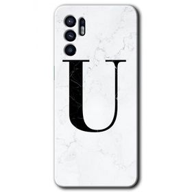 Oppo Reno 6 Beyaz Mermer Desenli Ü Harfi Baskılı Uyumlu Silikon Kılıf