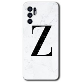 Oppo Reno 6 Beyaz Mermer Desenli Z Harfi Baskılı Uyumlu Silikon Kılıf