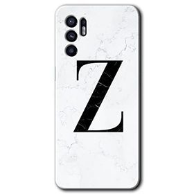 Oppo Reno 6 Beyaz Mermer Desenli Z Harfi Baskılı Uyumlu Silikon Kılıf
