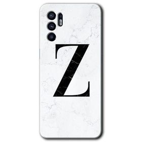 Oppo Reno 6 Beyaz Mermer Desenli Z Harfi Baskılı Uyumlu Silikon Kılıf