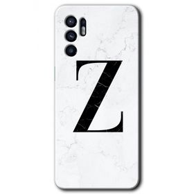 Oppo Reno 6 Beyaz Mermer Desenli Z Harfi Baskılı Uyumlu Silikon Kılıf
