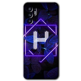 Oppo Reno 6 Dark Neon Yaprak H Harfi Baskılı Uyumlu Silikon Kılıf