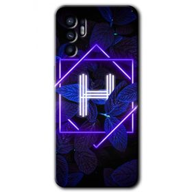 Oppo Reno 6 Dark Neon Yaprak H Harfi Baskılı Uyumlu Silikon Kılıf