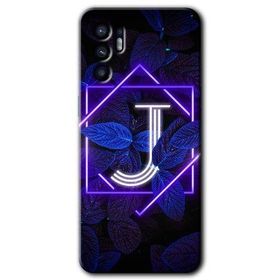 Oppo Reno 6 Dark Neon Yaprak J Harfi Baskılı Uyumlu Silikon Kılıf