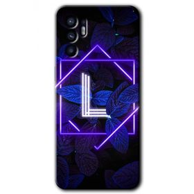 Oppo Reno 6 Dark Neon Yaprak L Harfi Baskılı Uyumlu Silikon Kılıf